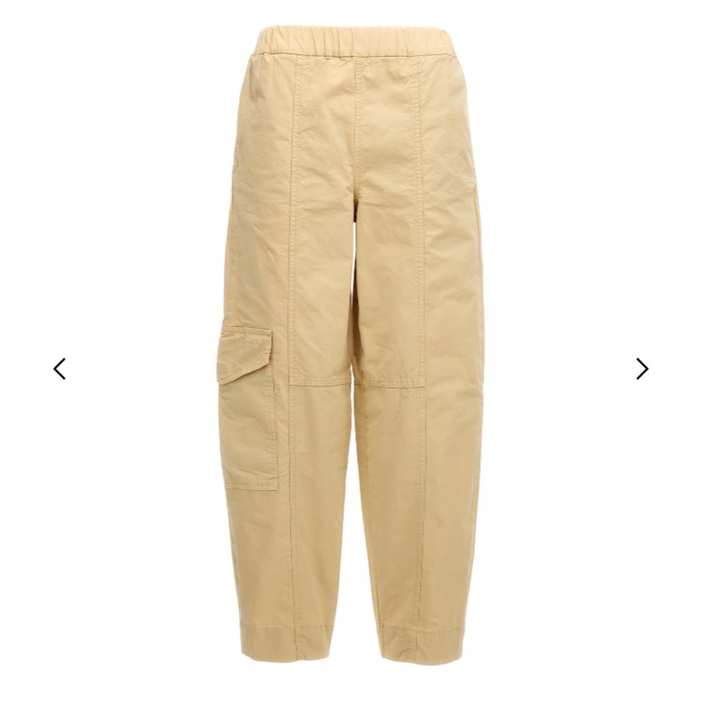 Ganni Washed Cotton Canvas Elasticated Curve Pants